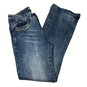 Faded Glory stretch vintage y2k boho embellished denim jeans size women's 8